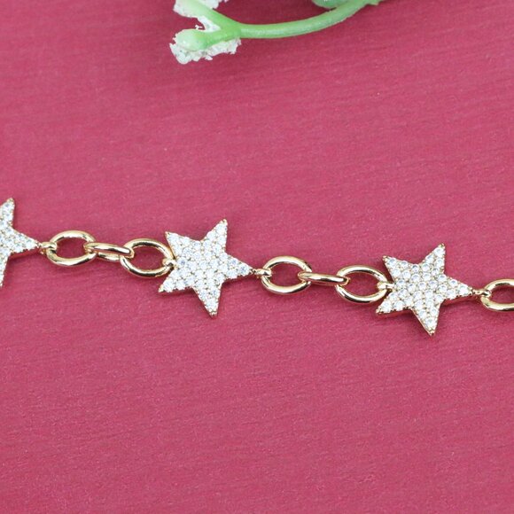 "Rose Gold Plated Star Charm Bracelet with Adjustable Chain, XPBL0915 - Picture 10 of 13